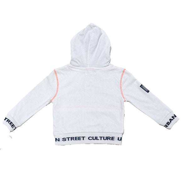 White Hooded Urban Print Sweatshirt