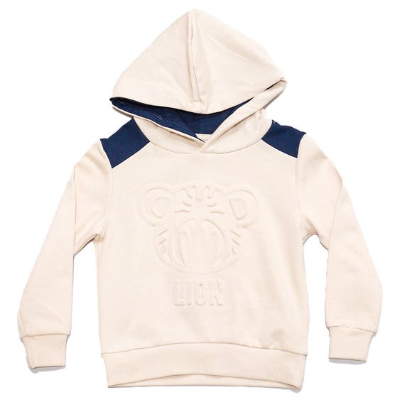 Cream Cut And Sew Hooded Embossed Sweatshirts