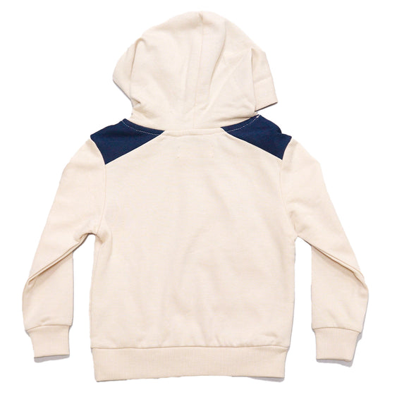 Cream Cut And Sew Hooded Embossed Sweatshirts