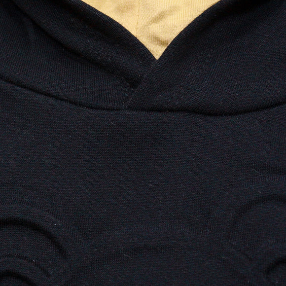 Black Cut And Sew Hooded Embossed Sweatshirts