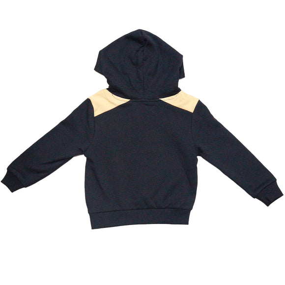 Black Cut And Sew Hooded Embossed Sweatshirts