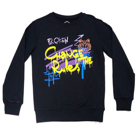 Black Chance The Rules Long Sleeve Graphic Sweat Tee