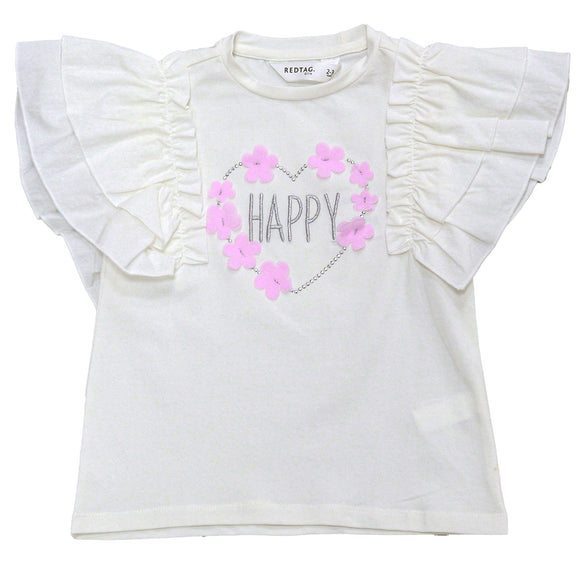 White Embellished Frill Sleeve Top White