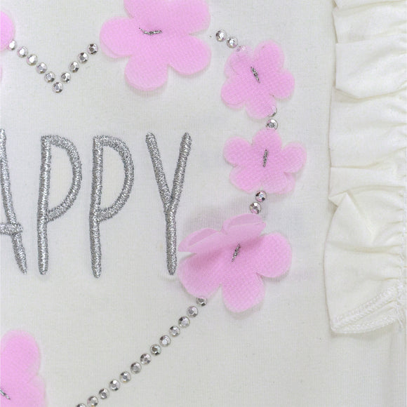 White Embellished Frill Sleeve Top White