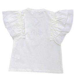 White Embellished Frill Sleeve Top White - 0