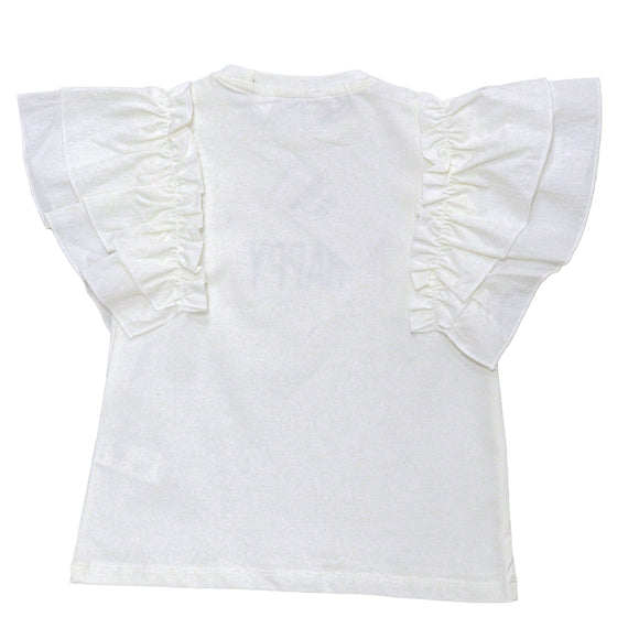 White Embellished Frill Sleeve Top White