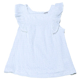 Crinckled Fabric Top With Frills White