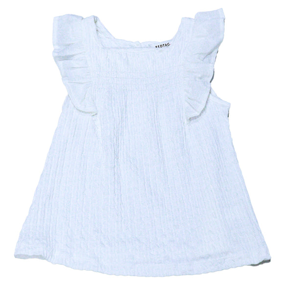 Crinckled Fabric Top With Frills White
