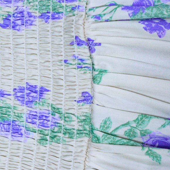 Beige Aop Smocking Dress