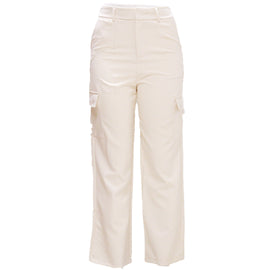 White Button Down Wide Leg Cargo