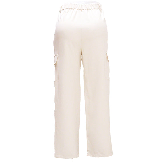 White Button Down Wide Leg Cargo