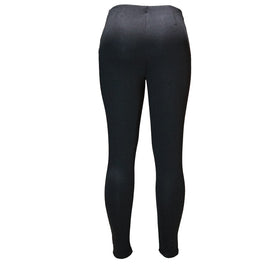 Black Single Button Dart Ponte Legging - 0