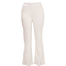 White Flare Leg Bottom Raw Edge Trouser-1