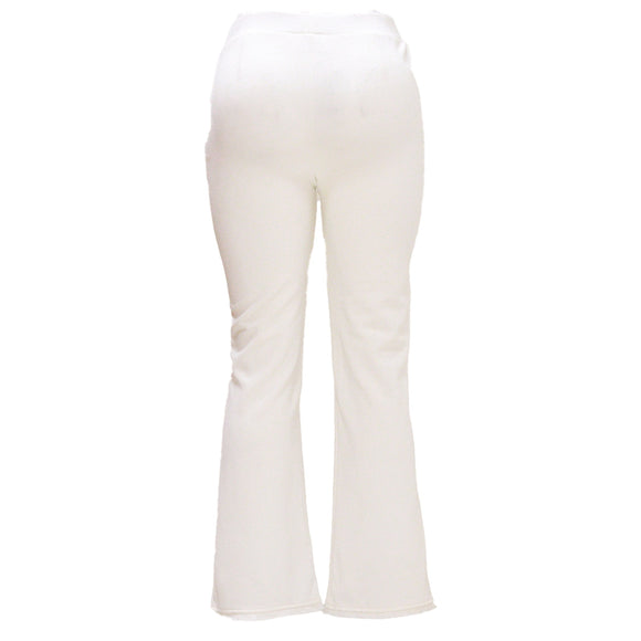 White Flare Leg Bottom Raw Edge Trouser