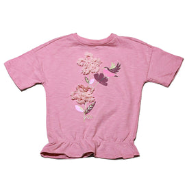 Pink 3D Applique Work Tshirt