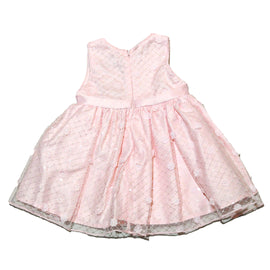 Pink Mesh All Over Embroidery Dress - 0