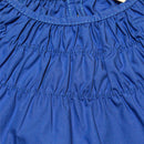Blue Solid Smocking Detail Dress-3