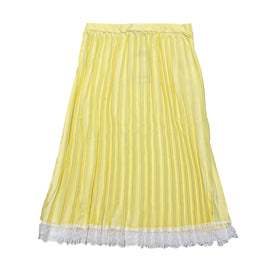 Yellow Pleated Skirts W Lace On - 0