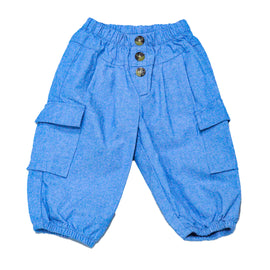Blue Side Pockets Paperbag Jeans
