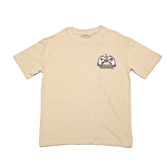 Beige Oversize Gamer Embroidery Tee