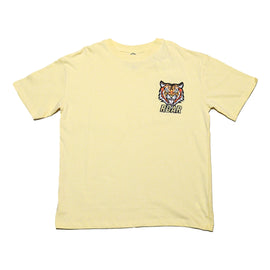 Yellow Oversize Tiger Face Embroidery Tee