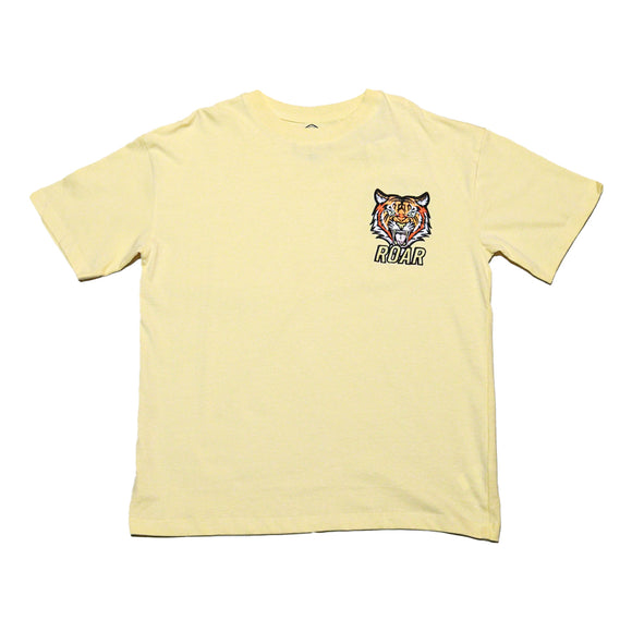 Yellow Oversize Tiger Face Embroidery Tee