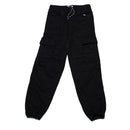 Black Pull On Jogger Cargo Jeans-1