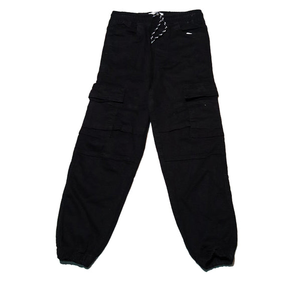 Black Pull On Jogger Cargo Jeans