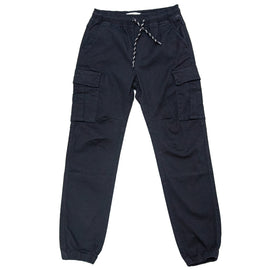 Black Pullon Cargo Casual Trouser Black