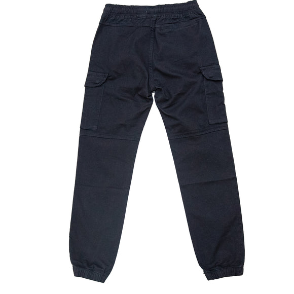 Black Pullon Cargo Casual Trouser Black