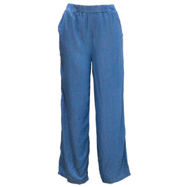Blue Straight Leg Tencel Trouser