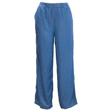 Blue Straight Leg Tencel Trouser