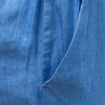 Blue Straight Leg Tencel Trouser - 0