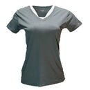 Dark Green Short Sleeve V Neck T Shirt-1
