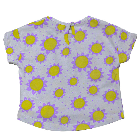 White Floral All Over Print T Shirt With Lilac Tights White