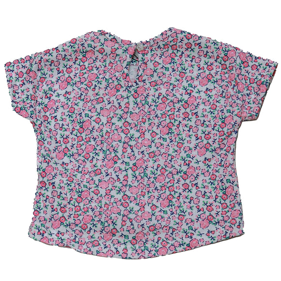 White Floral All Over Print T Shirt With Coral Tights Orange