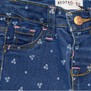 Blue Floral All Over Print Jeggings-3