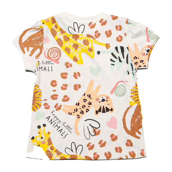 White Animals All Over Print T Shirt