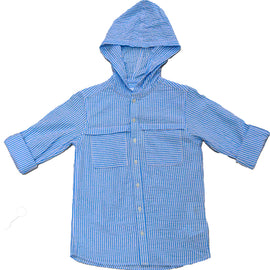 Blue Stripe Hoody Shirt Blue