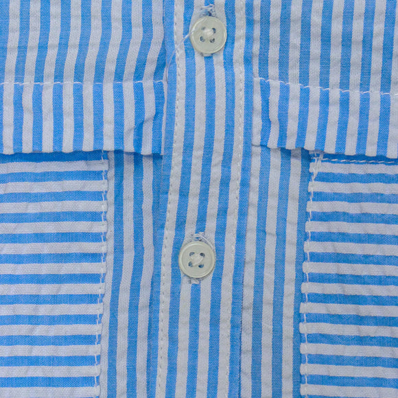 Blue Stripe Hoody Shirt Blue