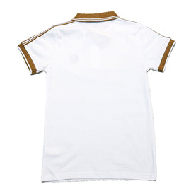 White Zip Neck Polo With Shoulder Tape - 0