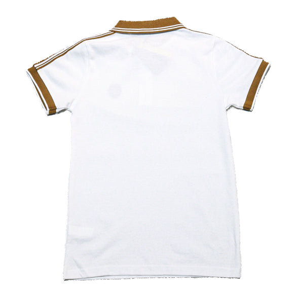 White Zip Neck Polo With Shoulder Tape