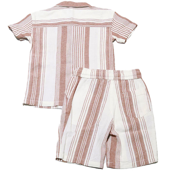 Red Oversized Shirt With Shorts Set