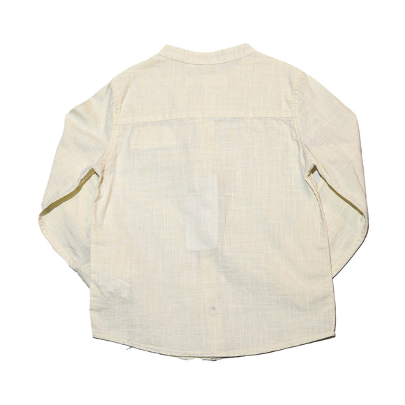 Beige Long Sleeve Oxford Shirt With Pocket