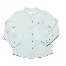Green Long Sleeve Oxford Shirt With Embroidery