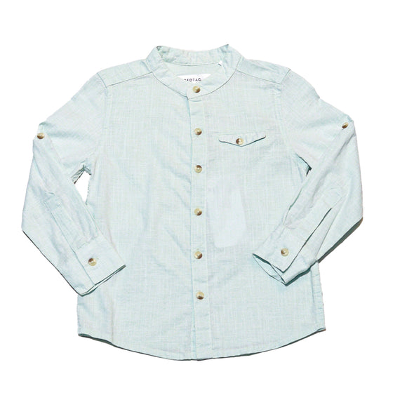 Green Long Sleeve Oxford Shirt With Embroidery