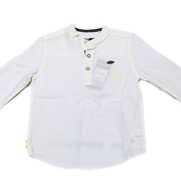 White Bobby Mandarin Collar Tshirt