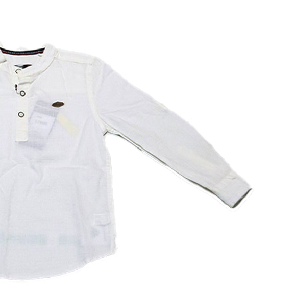 White Bobby Mandarin Collar Tshirt