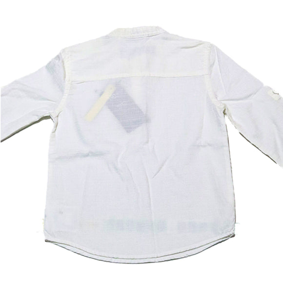 White Bobby Mandarin Collar Tshirt