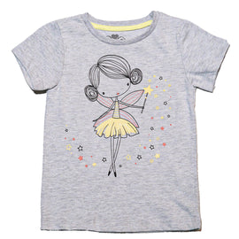 Grey Melange Ss Fairytale Placement Print T Shirt